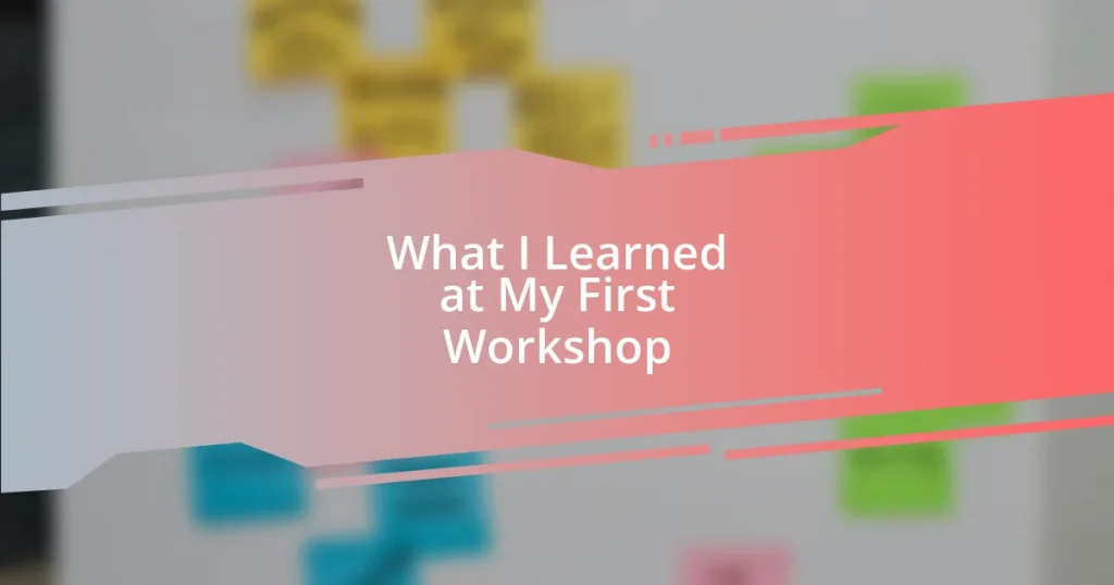 What I Learned at My First Workshop