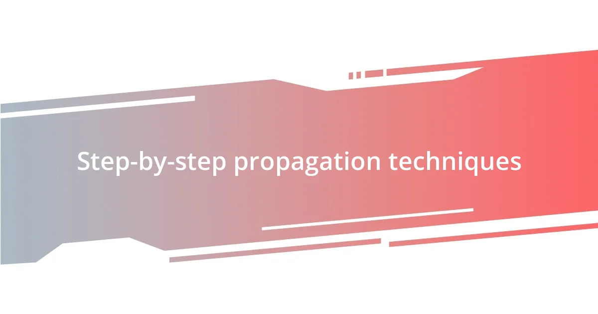 Step-by-step propagation techniques